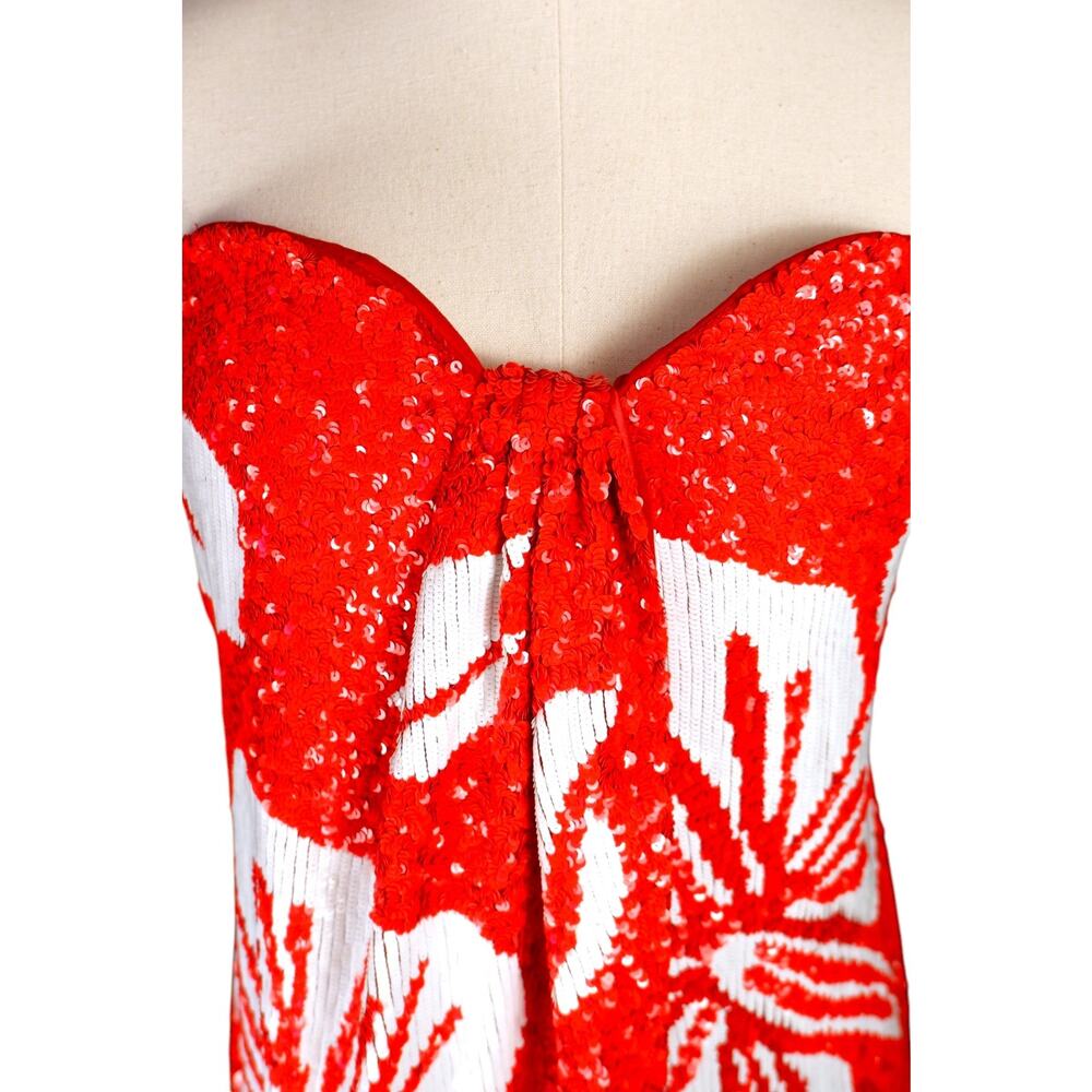 1991 Valentino Boutique Red Hibiscus  Dress, S/S 1991 Paris Runway Finale - Picture 7 of 16